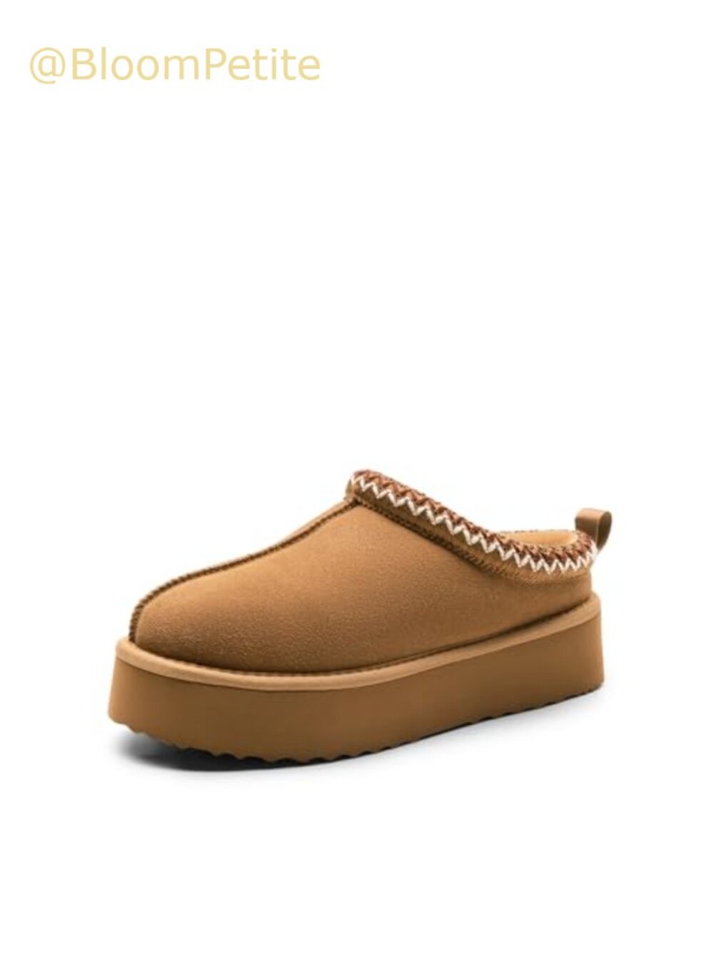 Genuine Suede Platform Slippers Faux Fur Lined Slip-On House Shoes